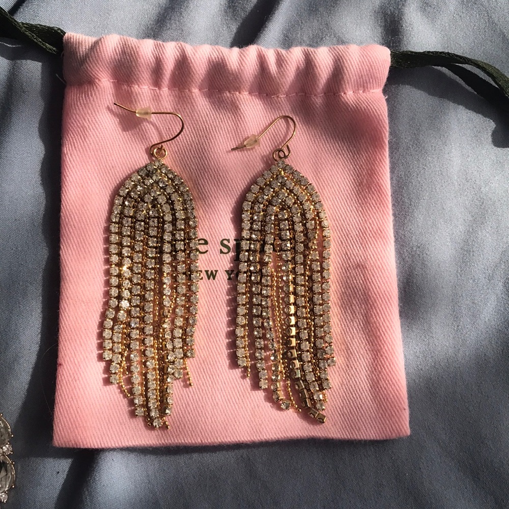 Gold rhinestone dangle earrings